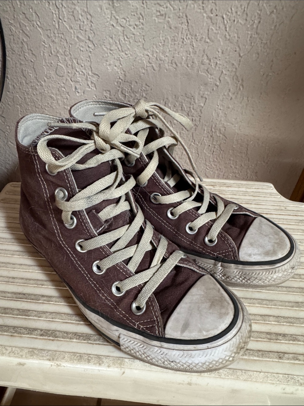 Converse High Top Sneakers - Brown Canvas with Cream Laces